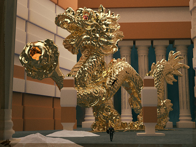 Space Knight - Golden Dragon 3d 3d art 3d artist cinema4d colors design modeling modern paladin render
