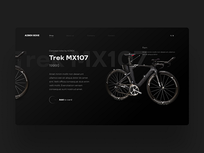 Web site. Concept bike. icon typography ui ux web design