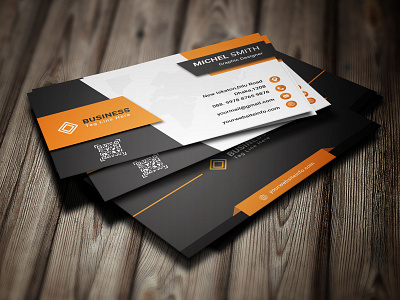 corporate business card black brand identity branding business card card corporate design mockup orange photoshop print stationary unique white