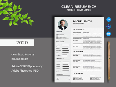 resume template brand identity branding corporate cv design design logo photoshop print print design resume resume clean resume cv resume design stationary unique vector