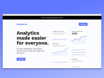 Flowmetrics - Landing page analytics landing page concept