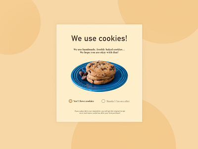 Daily UI_#016_Pop-up / Overlay cookies daily 100 challenge daily ui dailyui dailyui016 dailyui16 dailyuichallenge design popup design popupmessage ui webdesign