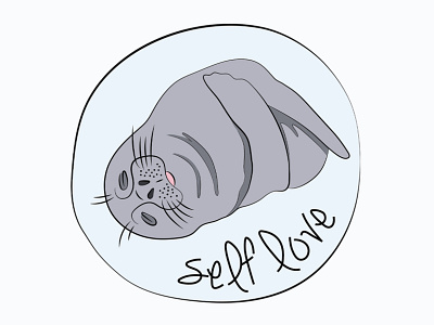 SELF LOVE illustration animal blue cabule digital illustration livacabule love nature seal vector