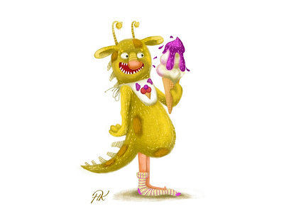 A Monster book candies character characterdesign children children book illustration design digitalart icecream illustration illustrator kids kidsillustration monster sweet typography