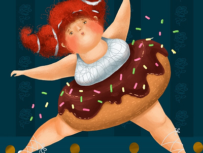 A dance bodypositive book character children children book illustration dancing design donuts human illustration illustrator kids kidsillustration relax typography woman