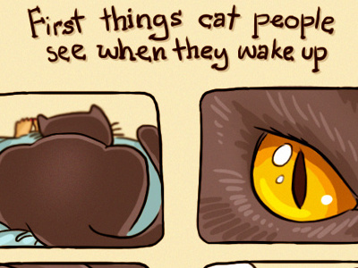 The one about cat-people mornings :) cat catsu comics crazy drawing lady raster