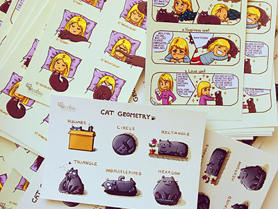 Catsu Comics Postcards cat catcomics catsu comics crazy drawing lady postcard raster