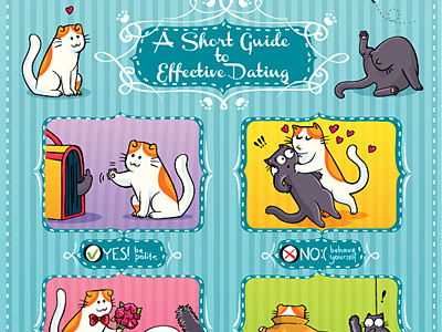 Poster "Cat Guide to Dating" cat catsu comics crazy drawing lady vector