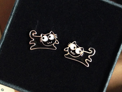 Sterling Silver Kitty Earrings design earrings enamel jewellery jewelry design product design sterling silver