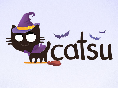 Catsu logo with a twist cat catsuthecat design halloween holidays kitty logo redesign vector