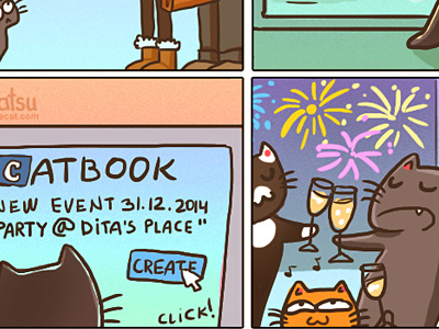 The one about New Year cat catsu comics crazy drawing lady raster