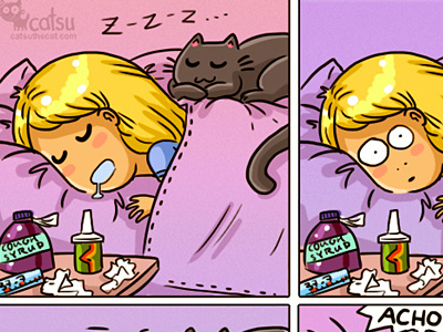 The one about flu season cat catsu comics crazy drawing lady raster