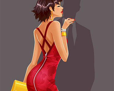 Illustration for AXE Effect India. Sexy Brunette. brunette female girl illustration red sexy vector