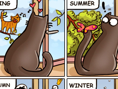 Seasons cat catsu comics crazy drawing lady raster