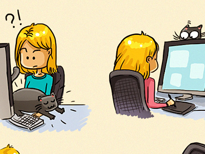 About work :) cat catsu comics crazy drawing lady raster