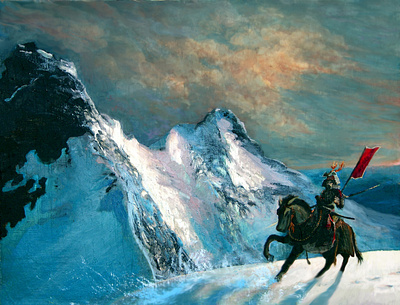 Samurai Mount landscape oil painting samurai