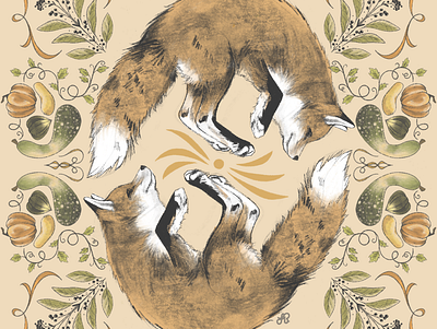 Harvest Fox autumn design fox illustration vintage