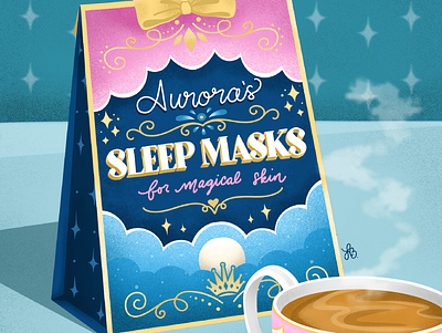 Princess Self Care: Aurora's Sleep Masks beauty product branding design illustration princess product product design