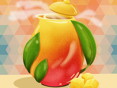 Mango Tea colorful design fruit illustration lauren draws product design teapot