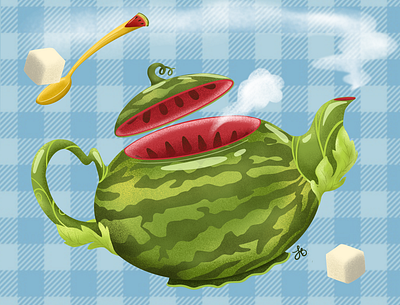 Watermelon Tea colorful design fruit illustration lauren draws product design watermelon
