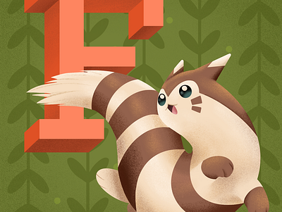 F for Furret - Pokémon Alphabet alphabet illustration lauren draws pokemon pokemongo