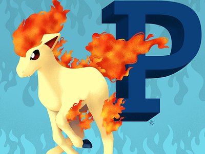 P for Ponyta alphabet character horse illustration lauren draws pokemon pokemongo ponyta