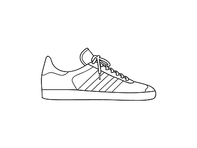 Gazelle black flat illustration outline sneaker white