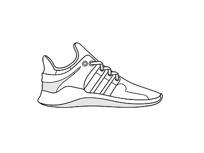 Eqt Support adidas black eqt flat illustration outline sneakers support white
