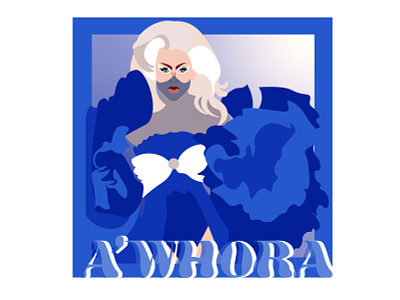 A'Whora barbarella blue design drag queen flat illustration gradient illustration retro font rupauls drag race serif font