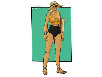 Outfit August: Day 3 - Beach beach character design clothing concept art digital art drawings illustration oc original character procreate summer swimsuit