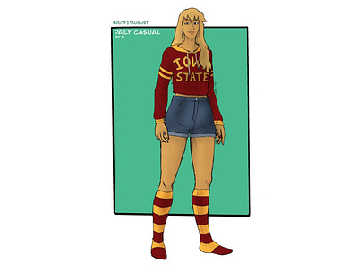 Outfit August: Day 6 - Daily Casual (school spirit mix) character design clothing concept art design digital art drawings illustration iowa state oc original character outfit procreate school spirit