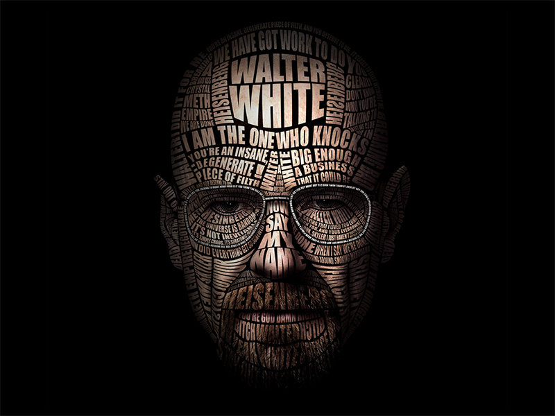 Walter white typographic portrait