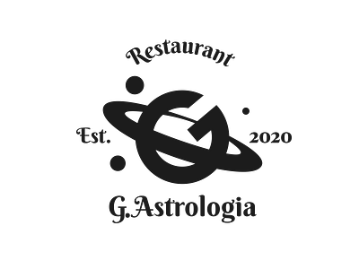 Restaurant G.Astrologia avatar icons black and white branding design icon illustration illustrator l4l logo planet restaurant restaurant branding typography