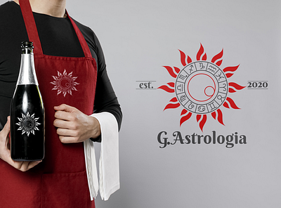 Another style of G.Astrologia logo avatar icons design environment flames horoscope icon illustration in color logo planet red and black solar system the sun typography wine bottle zodiac signs