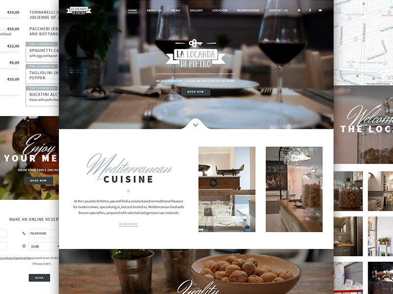 Restaurant website blue food mobile responsive restaurant ux web web design webdesign website white wordpress