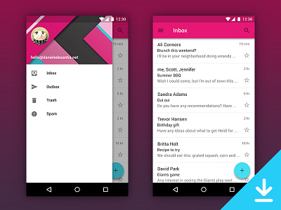 Material design app PSD template