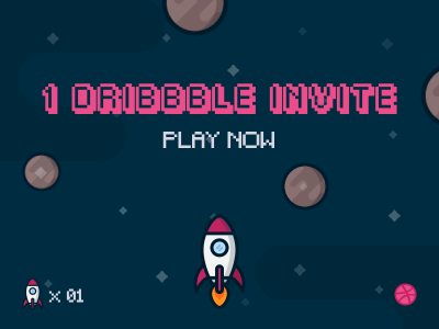 1 Dribbble invite animated animation draft dribbble game gif invitation invite invites rocket space videogame