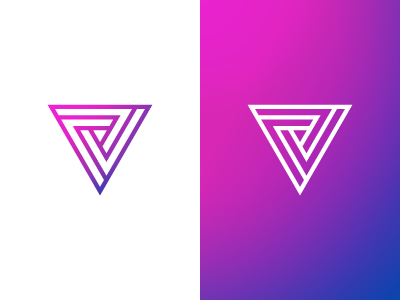 V Logo gradient illusion impossible letter lettermark logo mark penrose symbol triangle tribar v