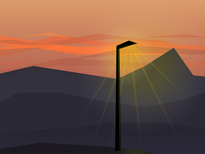 Sunset Illustration ankara cloud conico hill illustration lamp lamp post light mountain sky sunset