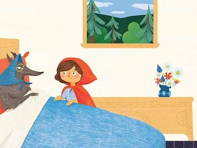 Little Red Riding Hood: The Doubt childrens illustration digital illustration grandma grimm brothers illustration little red riding hood picture book story book the big bad wolf