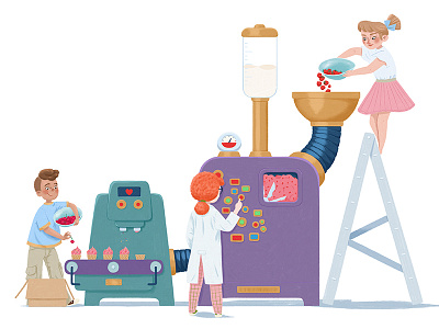 Ice Cream Machine childrens illustration factory fruit ice cream illustration industrial kids machine sorbet