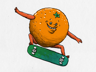 Orange skater fruit fruitober illustration ink ink drawing inktober inktober2019 mixed media orange skateboard skateboarding urban