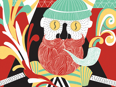 Existential Mountain Man Pennant character design illustration pattern print screenprint