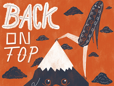 Back On Top character close up detail digital hand drawn illustration lettering texture typography