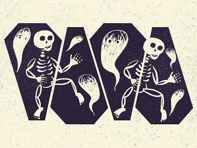 Everybody's Doin' The Dance dance design ghost halloween illustration simple skeleton texture
