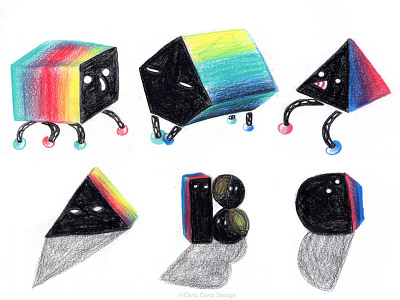 Geometric Creature Study character colorpencil illustration lettering sketchbook