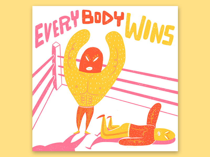 Everybody Wins sketchbook wrestler mexican lettering comic design graphic flat pop illustration
