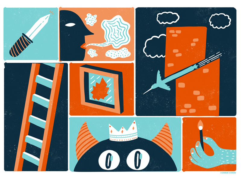 Illustrations From a Poster Design bird knife texture simple murderbydeath comic flat design illustration