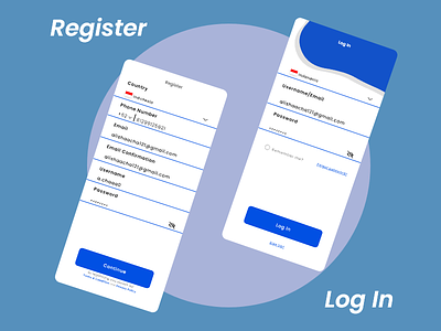 Register and Log In app design icon logo redesign thyratiara ui ux