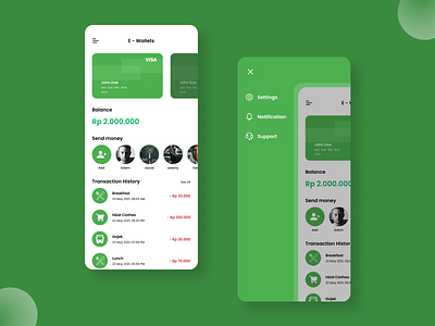 E - Wallet App app finance green ui uidesign uiux ux uxdesign web design